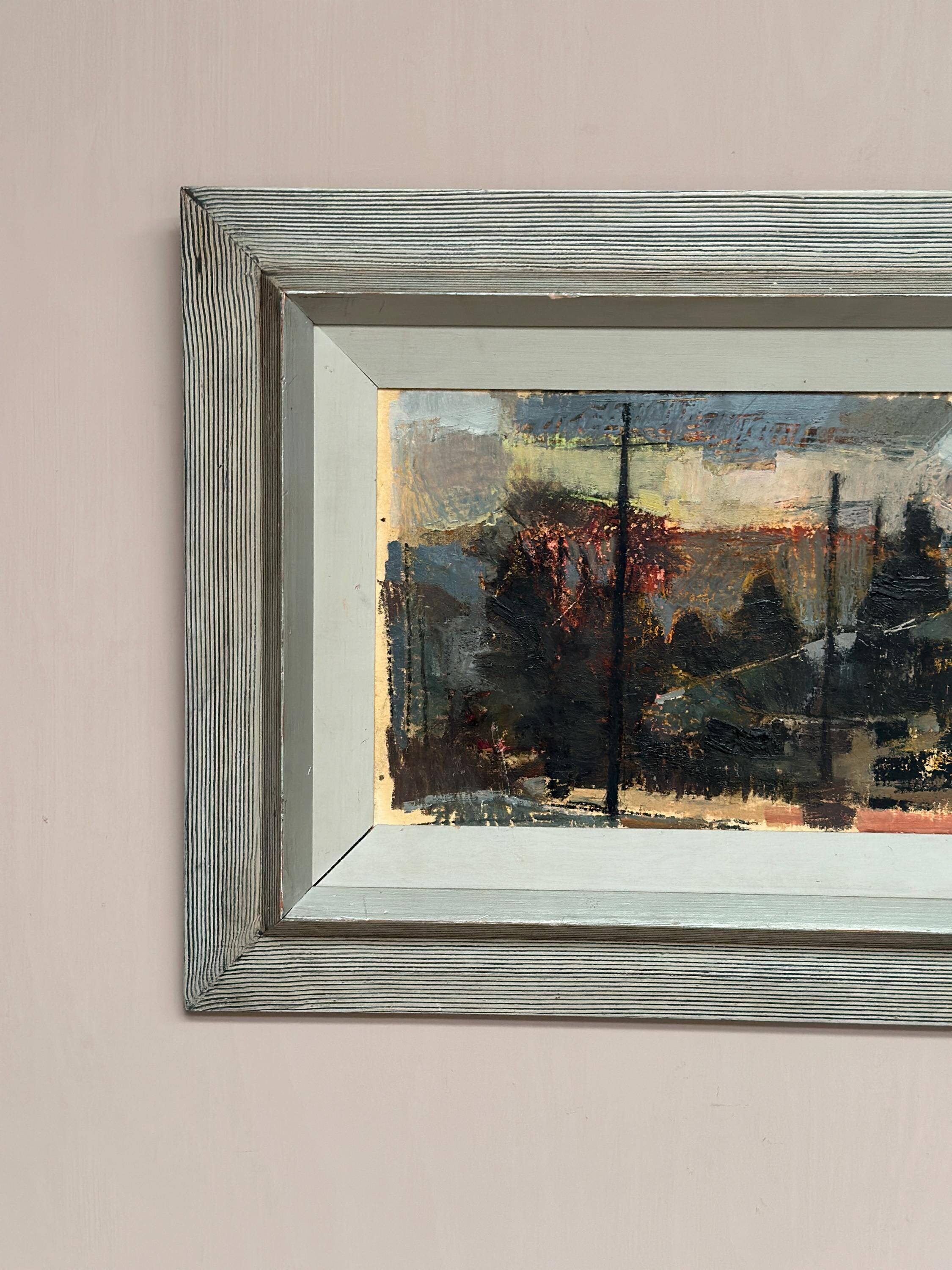 Original Swedish Oil On Panel – “Abstract Composition” By Erik Emanuelsson – Vintage & Framed – 36 × 49 Cm (14.2" × 19.3")