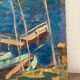 Oil on canvas "Rowboats on the dock"