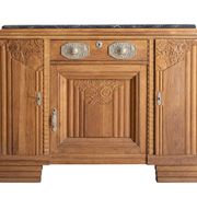 Art Deco buffet in carved walnut and black marble