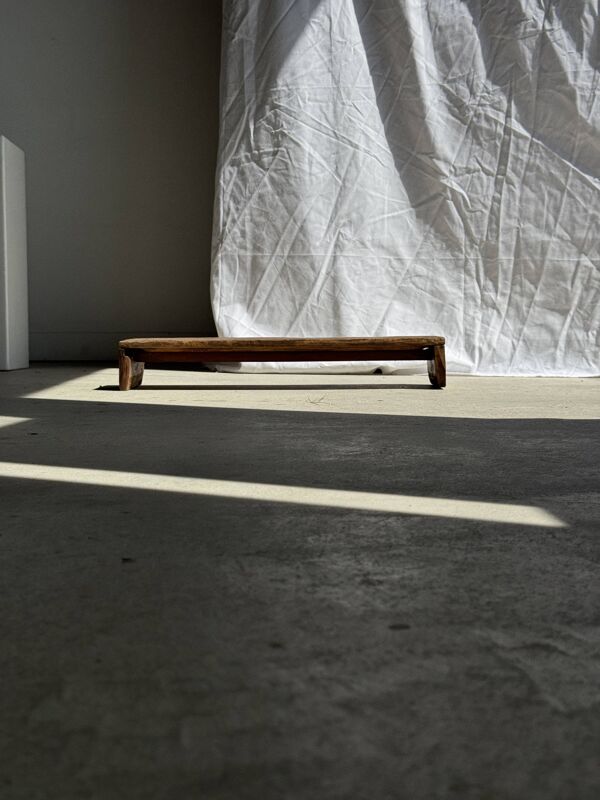 Petit banc en teck ancien bas indonésien ancien H10 L62 l14