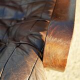 Armchair swivel vintage leather, wood and metal