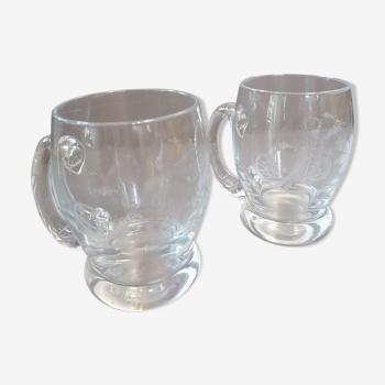 Set of two crystal beer mugs