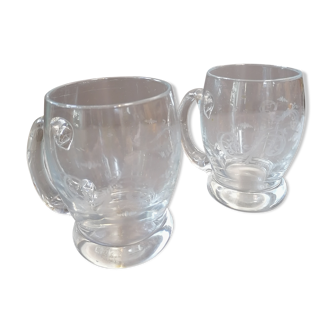 Set of two crystal beer mugs