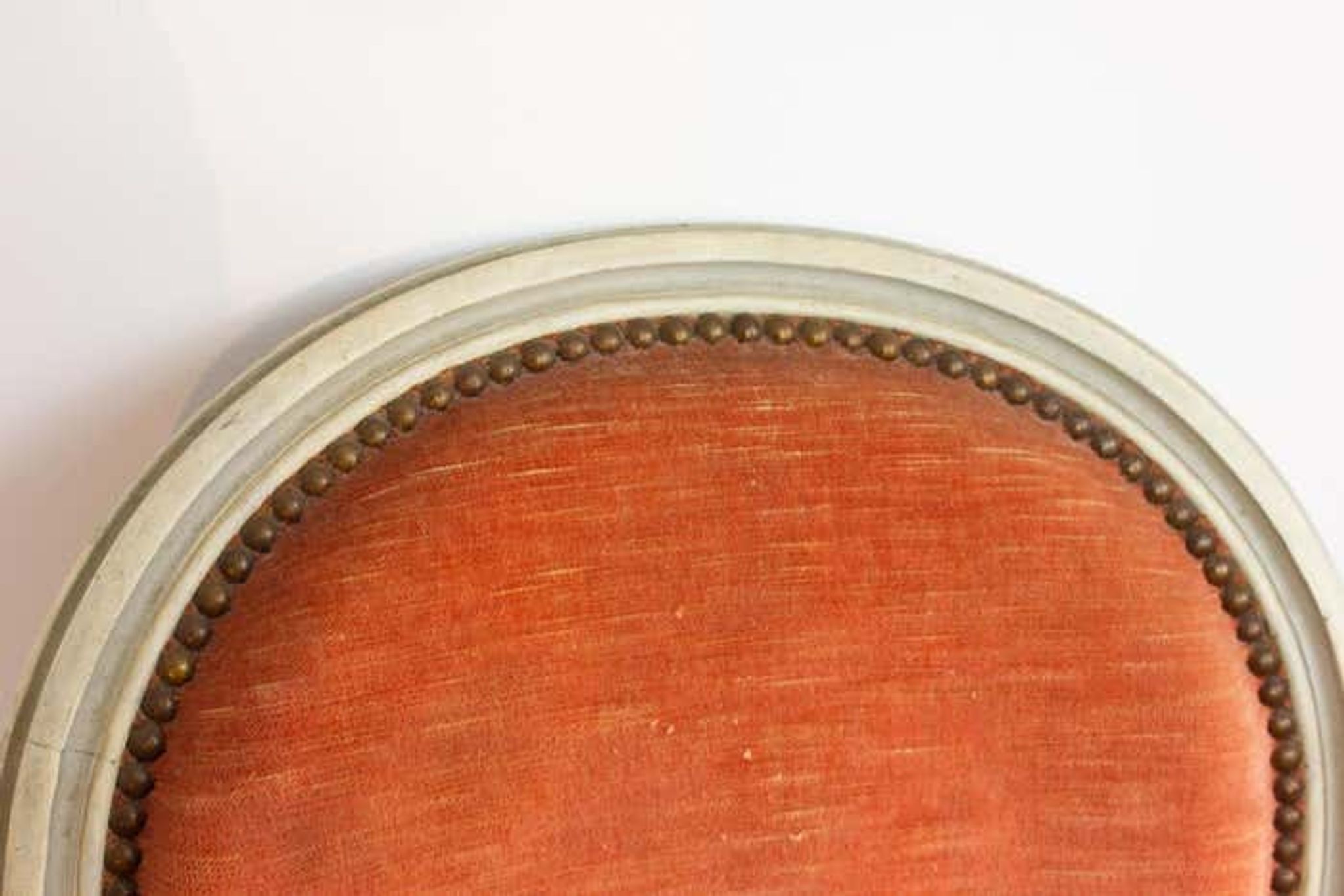 Pair of Louis XVI style medallion armchairs in orange velvet - circa 1950