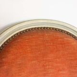 Pair of Louis XVI style medallion armchairs in orange velvet - circa 1950