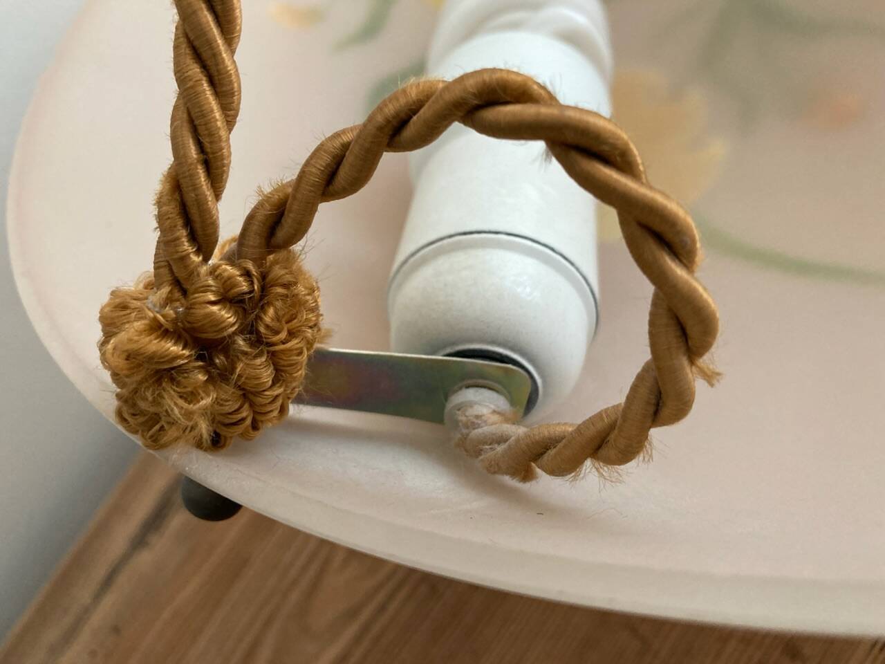 Opaline pendant light hand painted and signed