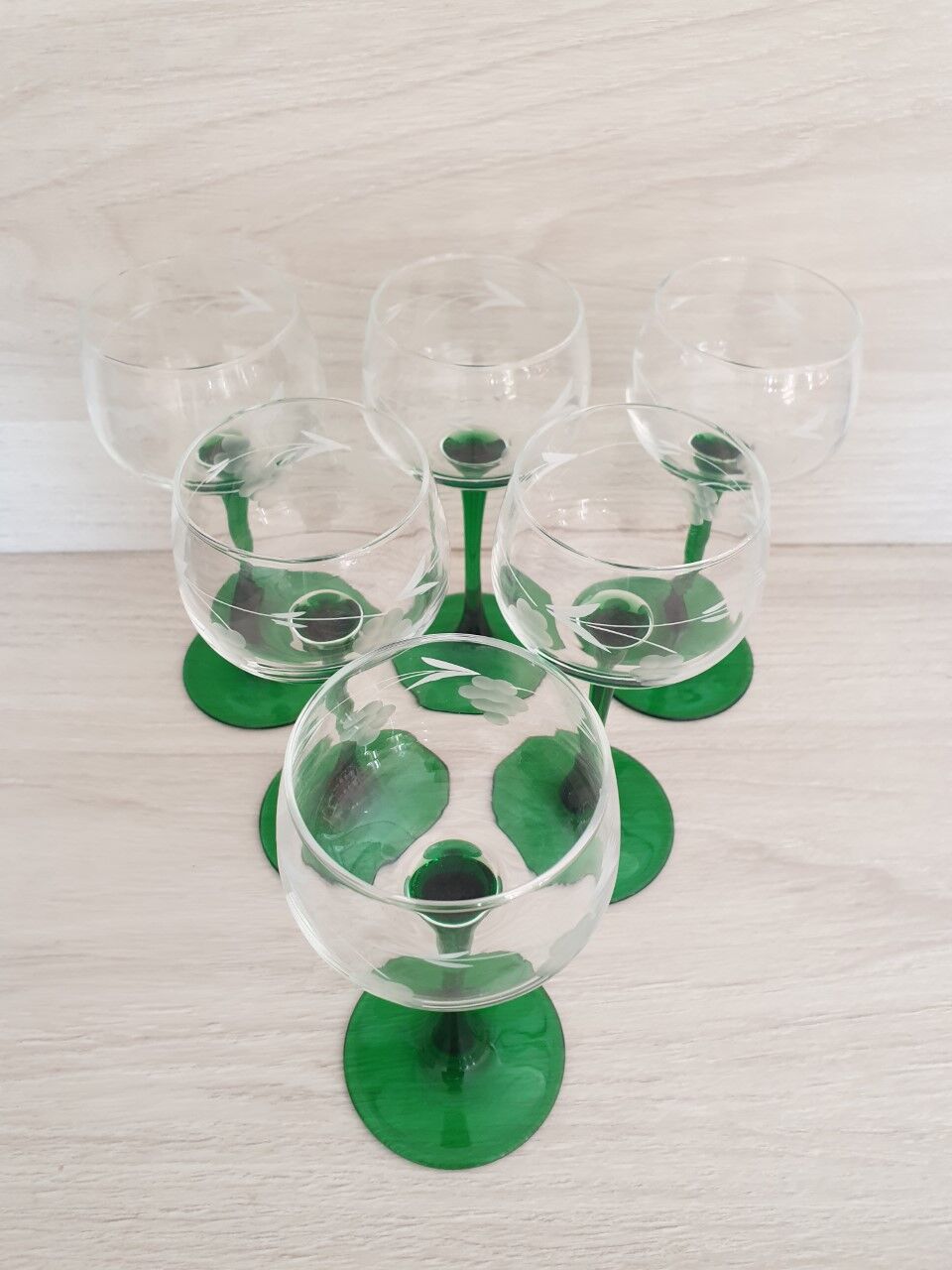 Set of 6 chiseled Alsace glasses