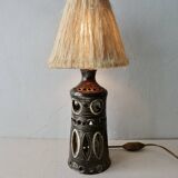 Openwork ceramic lamp and rope lampshade, 1960s