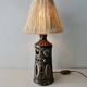 Openwork ceramic lamp and rope lampshade, 1960s