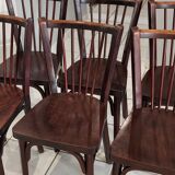 Suite de 6 chaises de bistrot Baumann vintage 1960