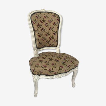 Louis XV style low chair, white lacquered wood