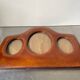 Cadre triple ancien art déco en bois d'acajou 22 x 29 cm verre convexe
