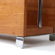 Mid-century modern magazine rack, teak and chrome, 1960s