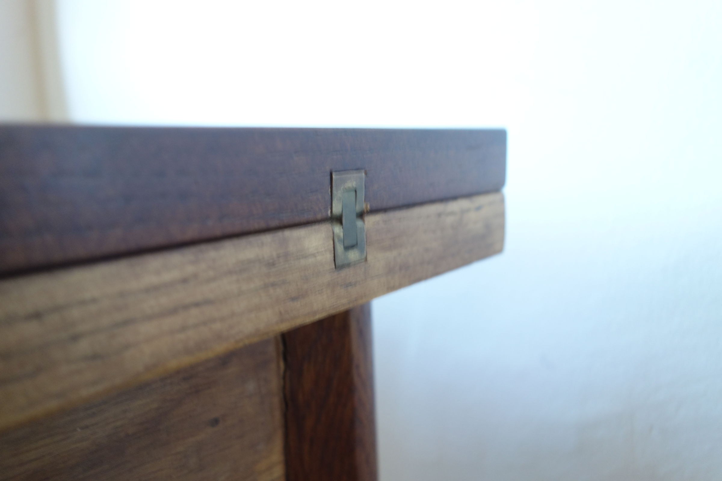 Wooden game table 1950 1960, fold-out tray (80x80x75)