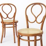 Pair Thonet Cafe-Chairs approx. 1880s - Bentwood, Cane seat weaving