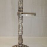 Wooden side table plant holder ivory patina ashtray rotating tray