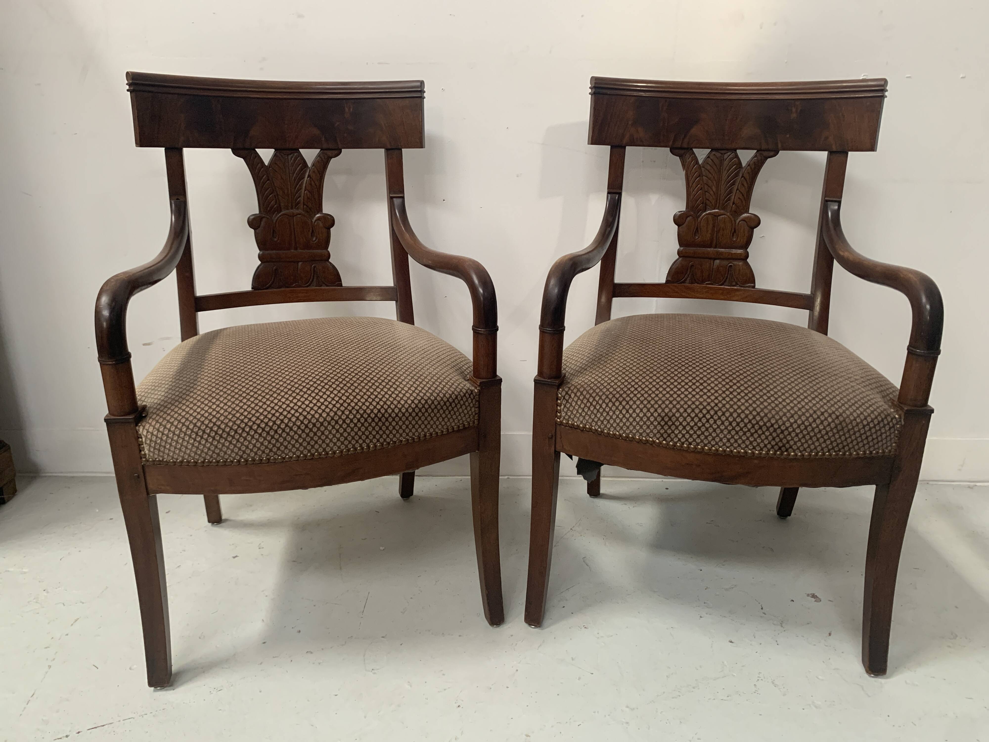 Pair of 19th century mahogany armchairs