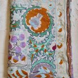 Antique hand embroidered silk suzani bedspread