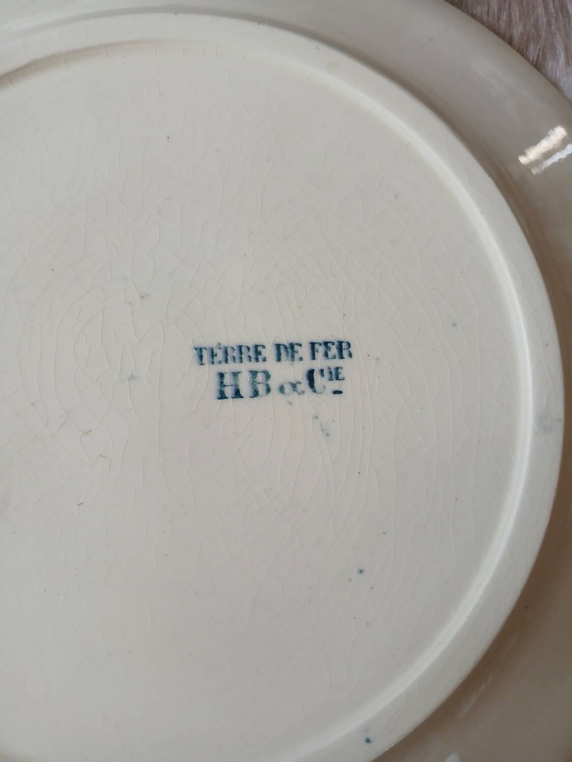 6 antique flat plates in ironstone Hb & Cie