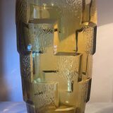 Vase from the 30s/40s with tiered smoked glass, beautiful strusturation and light catchment