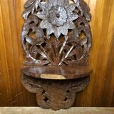 Carved wood shelf vintage birds & flowers decor