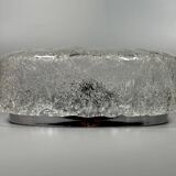 1960s 1970s Ceiling Light Flush Mount Ice Glass from Hillebrand Germany