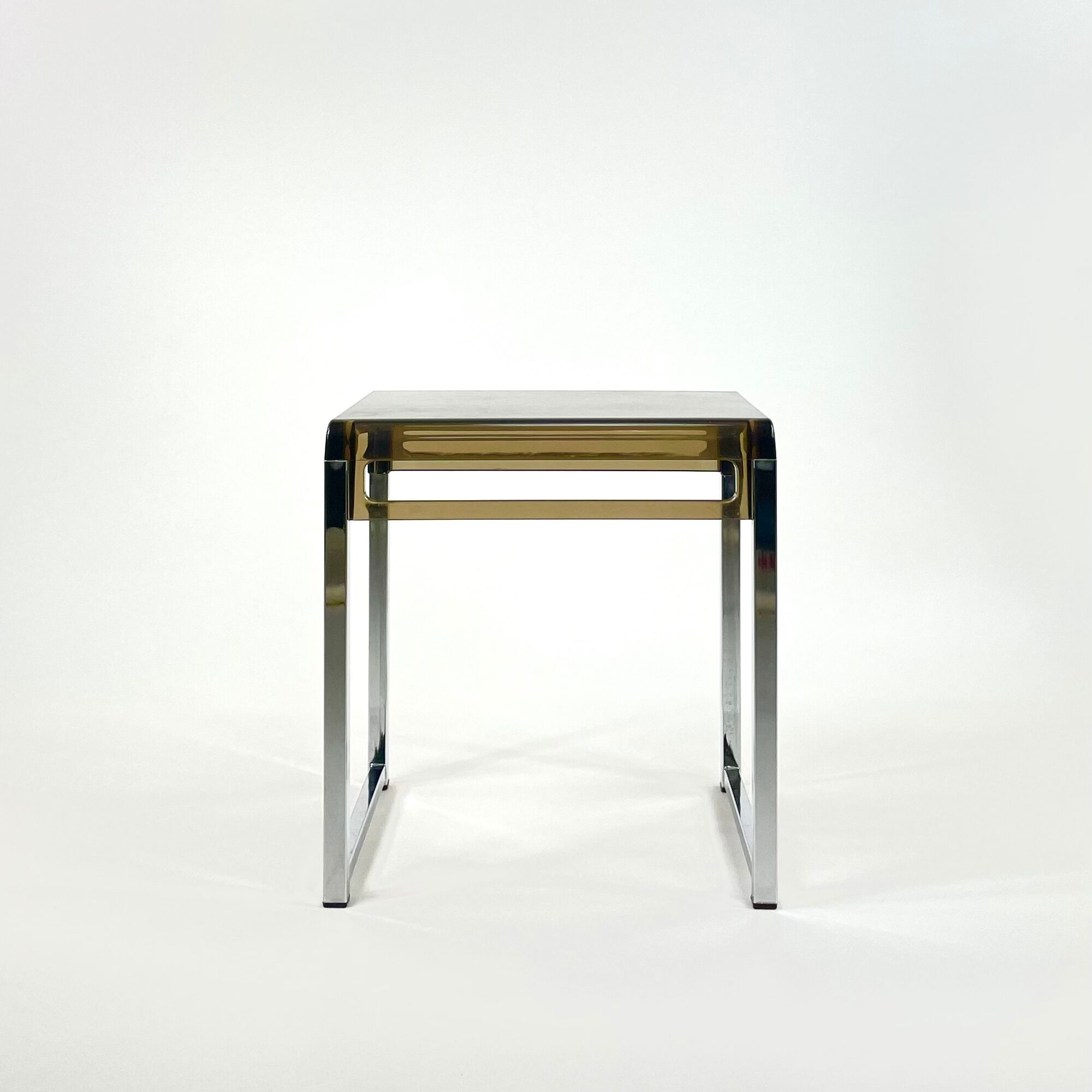 Vintage plexiglass and chrome side table, France, circa 1970