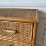Vintage rattan chest of drawers