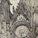 Original drawing of Rouen Cathedral in pencil by Auguste Drouot