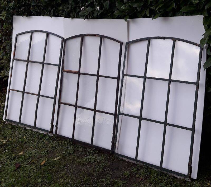 Industrial arched metal windows L73xH110 19th century glass roof