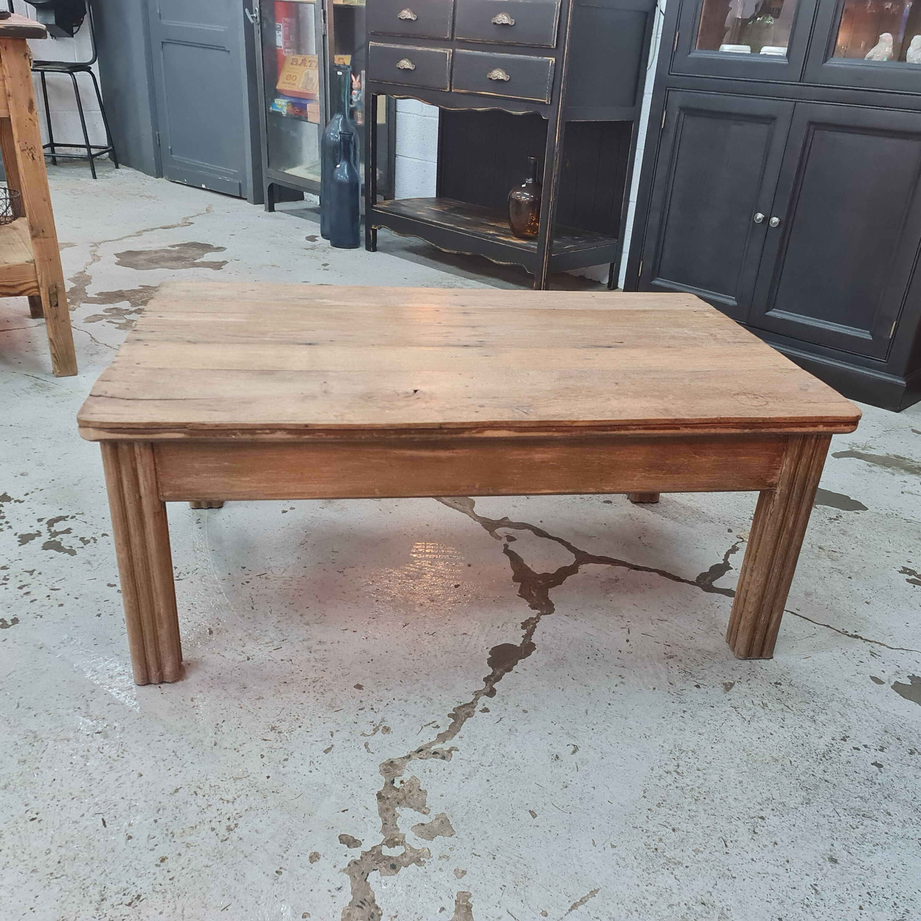 Old oak coffee table with a drawer