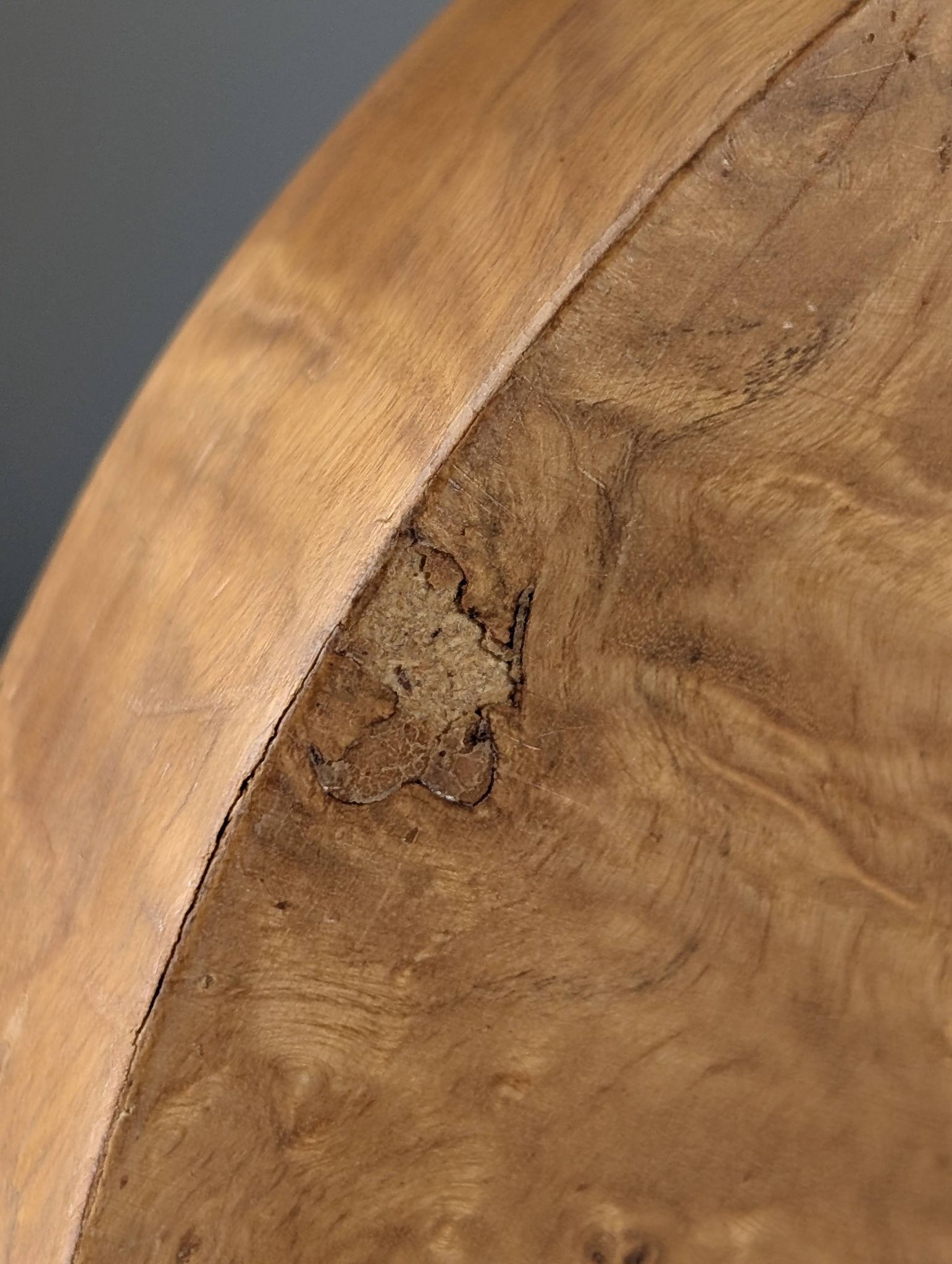Italian Burl Wood & Steel Ashtray in the Style of Tomasso Barbi, 1970s