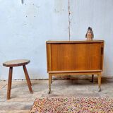 Bar hifi tv unit with vintage curtain 1950/1960