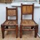 Pair of solid wood and bamboo chairs, brutalist style, 90 cm