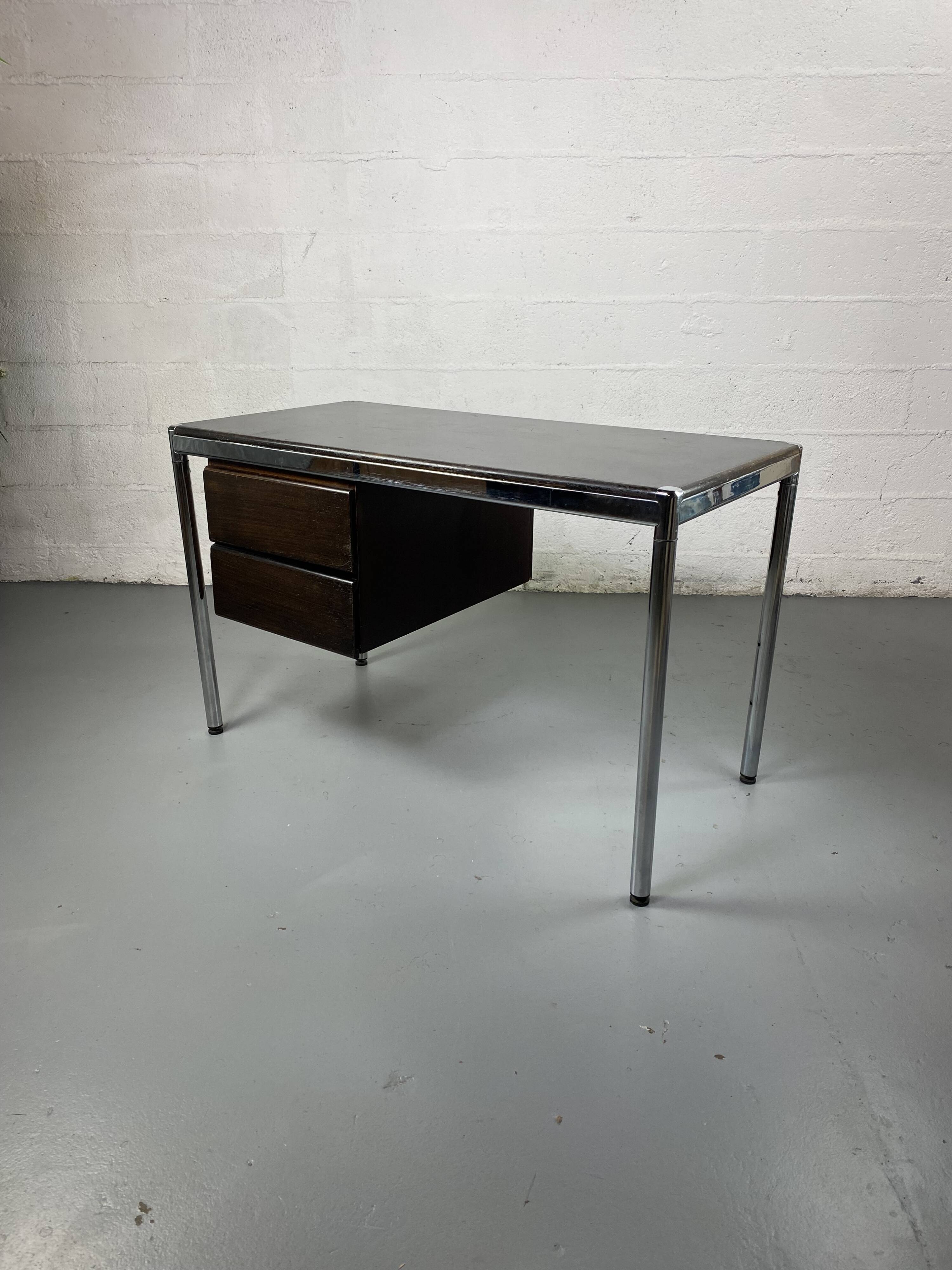 Vintage plywood and chrome desk from the 70s