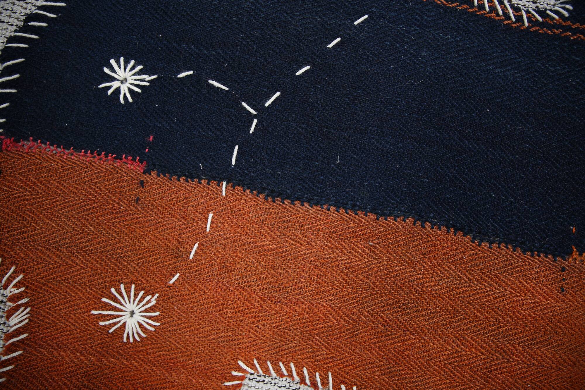 Navy Blue Hand Woven Wool Wall Hanging Tapestry Rug, 105x135 Cm