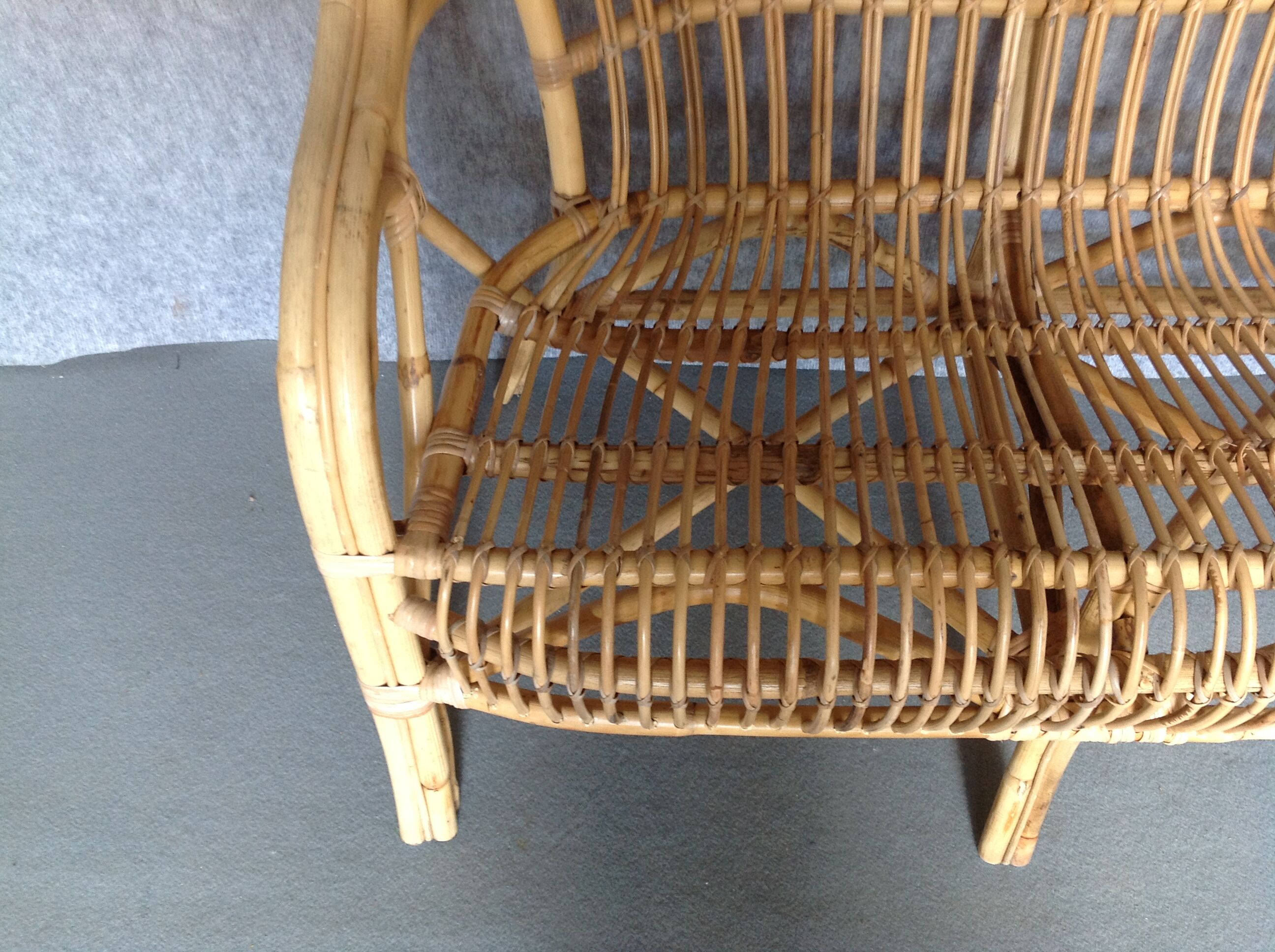 Banquette en rotin vintage