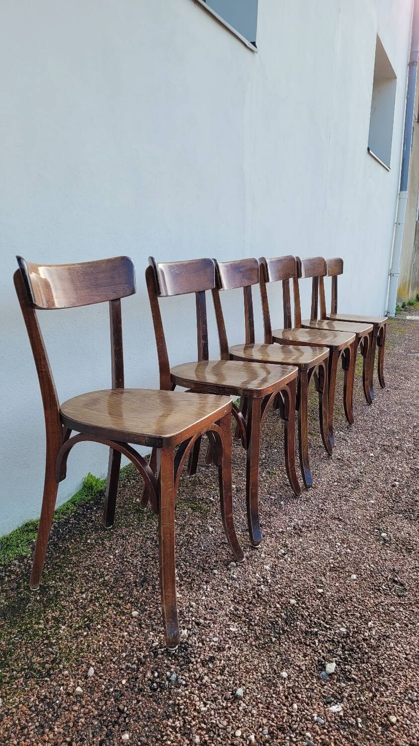 Series of 6 vintage restaurant bistro chairs - 1950s