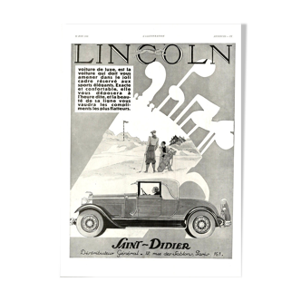 Affiche vintage années 30 Lincoln Automobile