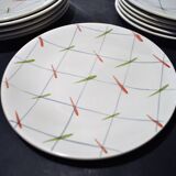 11 Vintage Ceramic Dessert Plates and Pie Dish with Tile Decor