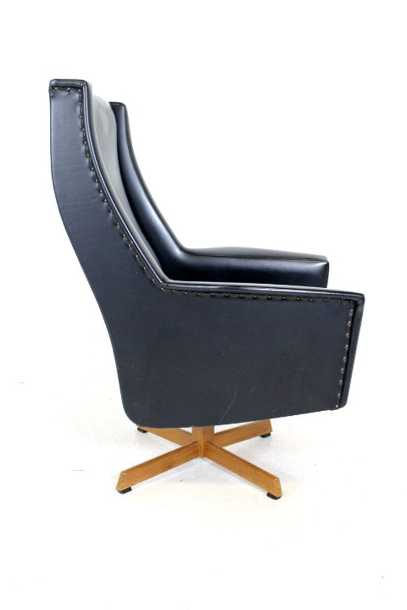 Scandinavian faux-leather rotary chair, Sweden, 1950