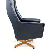 Scandinavian faux-leather rotary chair, Sweden, 1950