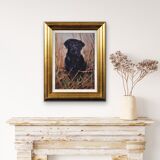 John Trickett b.1952. Black Labrador. Oil on Board. Framed. Original Dog Oil Painting. Portrait.