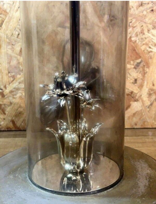 Grande lampe vintage See Delmas années 70 verre et métal design modern