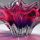 Bohemian Glass Basket Bowl 1960s