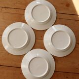 4 vintage earthenware dessert plates with breakfast motif