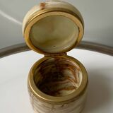 Old vintage round onyx brass box