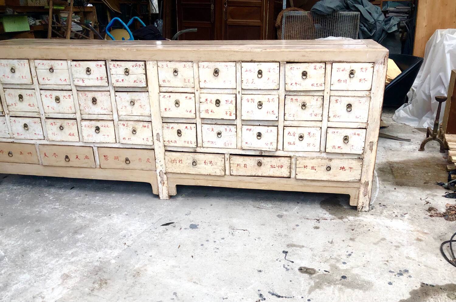 Large antique Chinese apothecary furniture sideboard