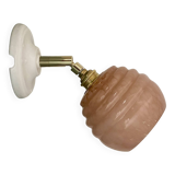 Vintage globe wall light in pink Clichy glass