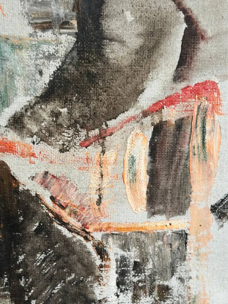 Swedish Original Oil on Canvas – "Abstract Composition" by Eivor Lindberg – 1967 – Signed – Vintage and Framed – 68 × 52 cm (26.8 in × 20.5 in)